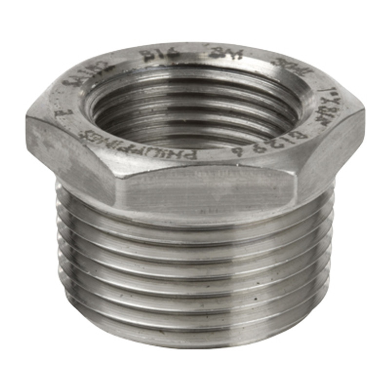 304 Stainless Steel Pipe Fittings - Hex Pipe Bushings - 1/2 x 3/8